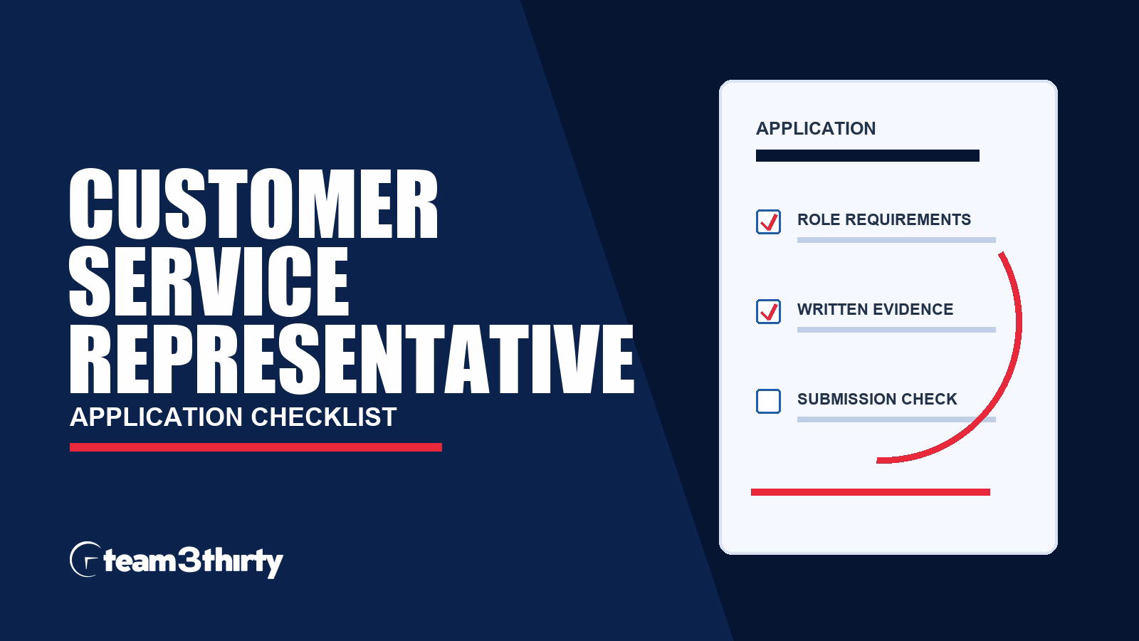 Customer Service Representative application checklist, Team 3Thirty