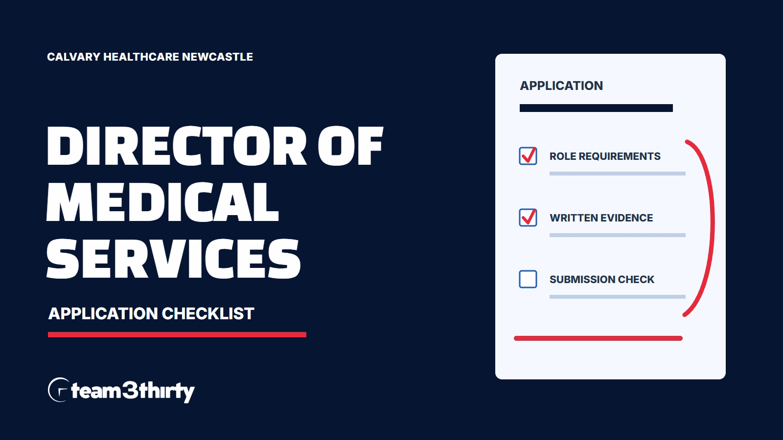 Director of Medical Services application checklist — CALVARY HEALTHCARE NEWCASTLE