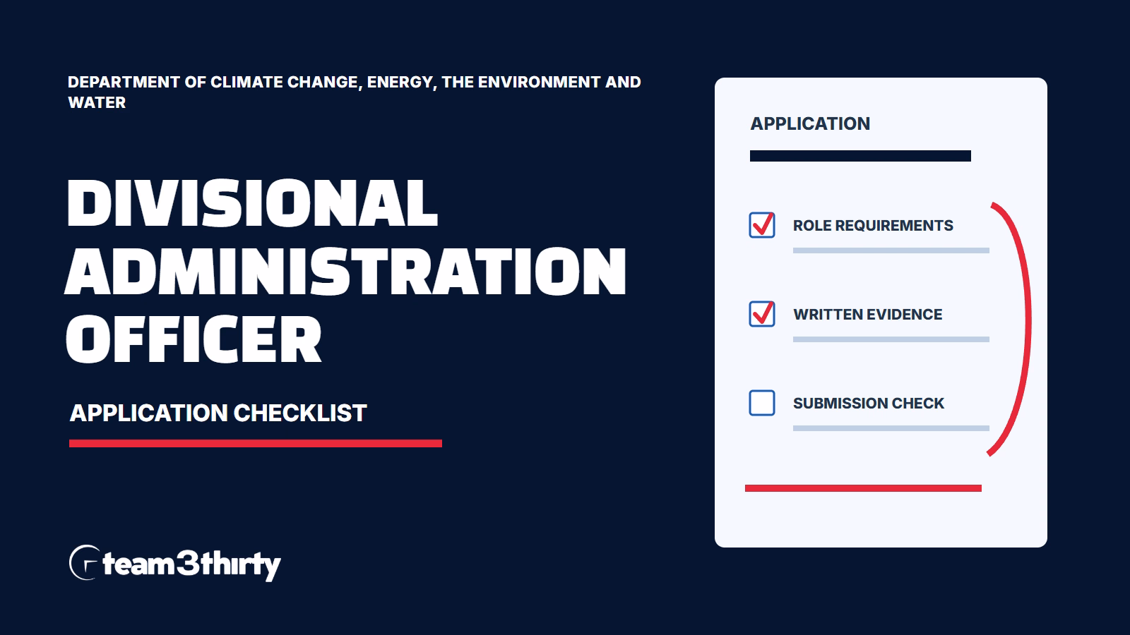 Divisional Administration Officer application checklist - Department of Climate Change, Energy, the Environment and Water