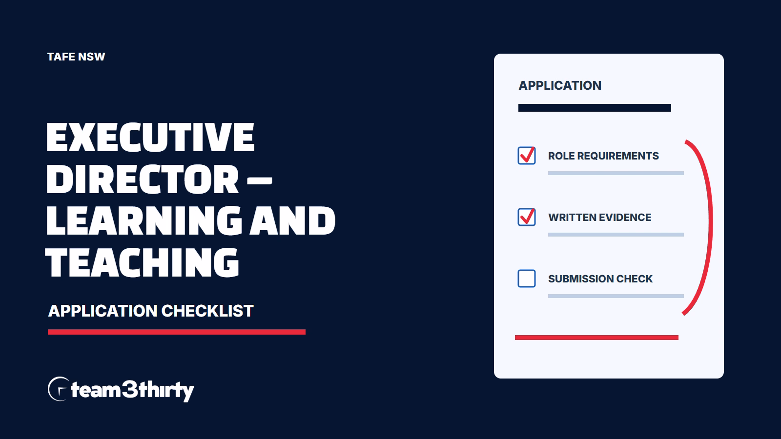 Executive Director – Learning and Teaching application checklist - TAFE NSW