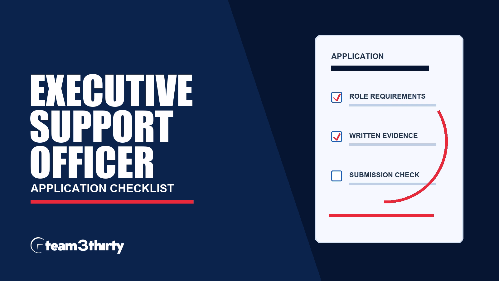 Executive Support Officer application checklist, Team 3Thirty