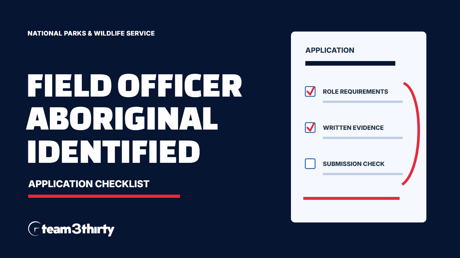 Field Officer Aboriginal Identified (Grade 1-4) application checklist - National Parks & Wildlife Service