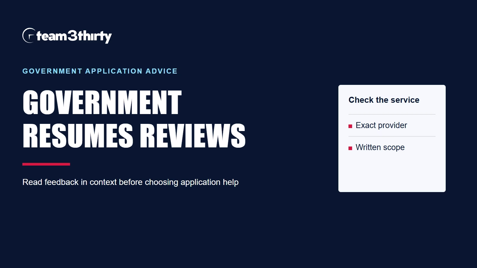 Government Resumes reviews: the exclusivity claim and the wider business