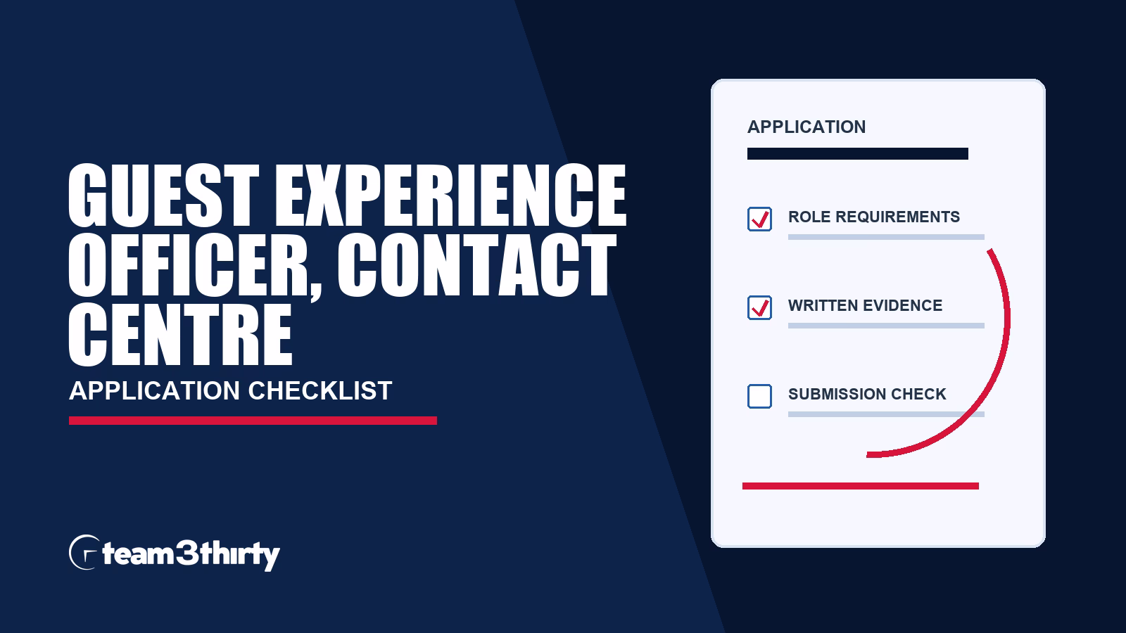 How to apply for Guest Experience Officer – Contact Centre: one-page letter and two customer examples
