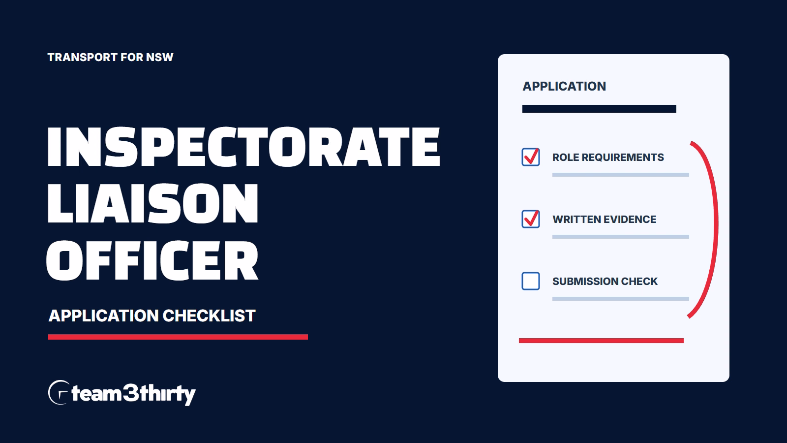 Inspectorate Liaison Officer (Temporary Opportunity until May 2027) - Parramatta application checklist - Transport For NSW