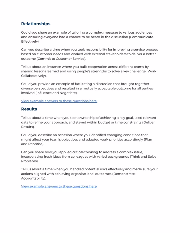 Actual Adept workbook page 15: practice interview questions