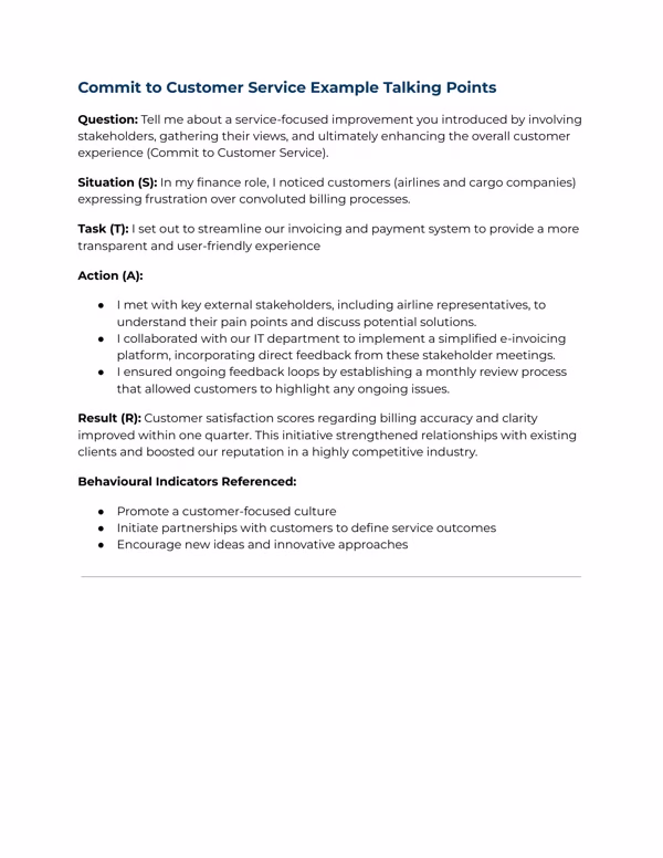 Actual Advanced workbook page 25: stakeholder-led service improvement STAR answer