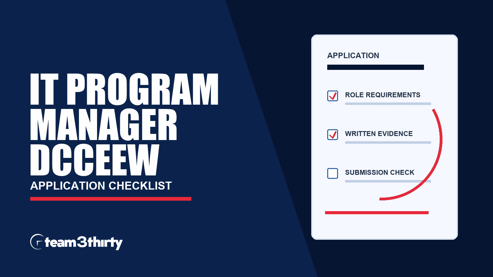 IT Program Manager application checklist, Team 3Thirty