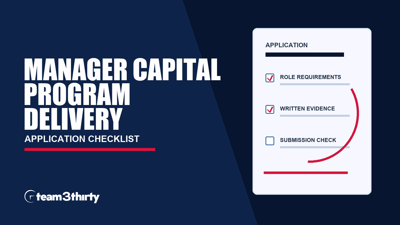 Manager Capital Program Delivery application checklist: capital works and asset renewal