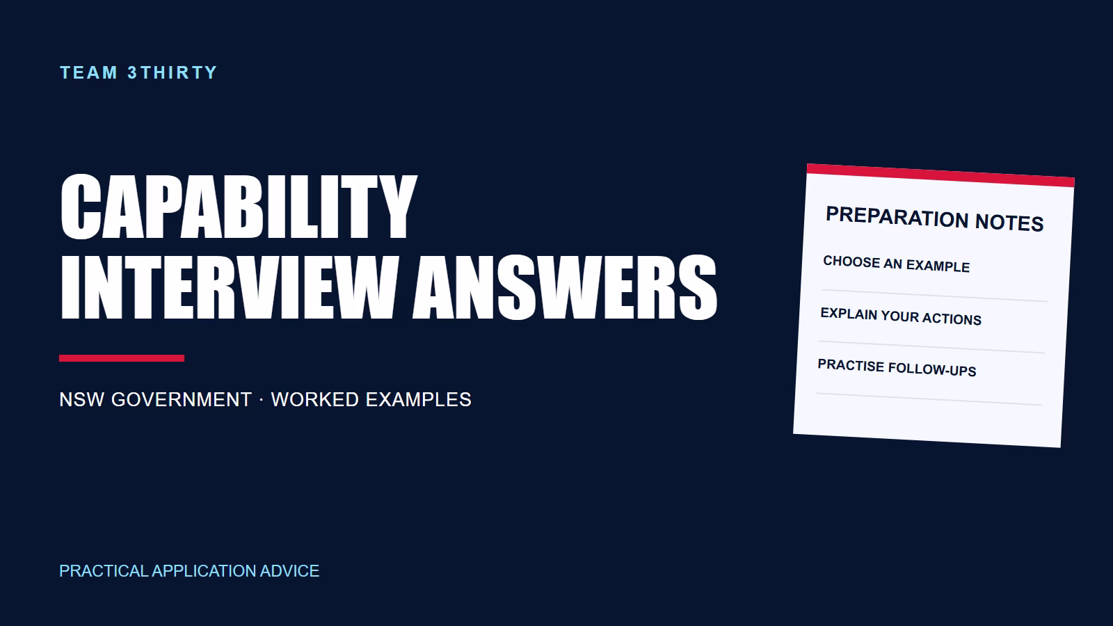 NSW Government capability interview answers: worked examples and follow-up practice.