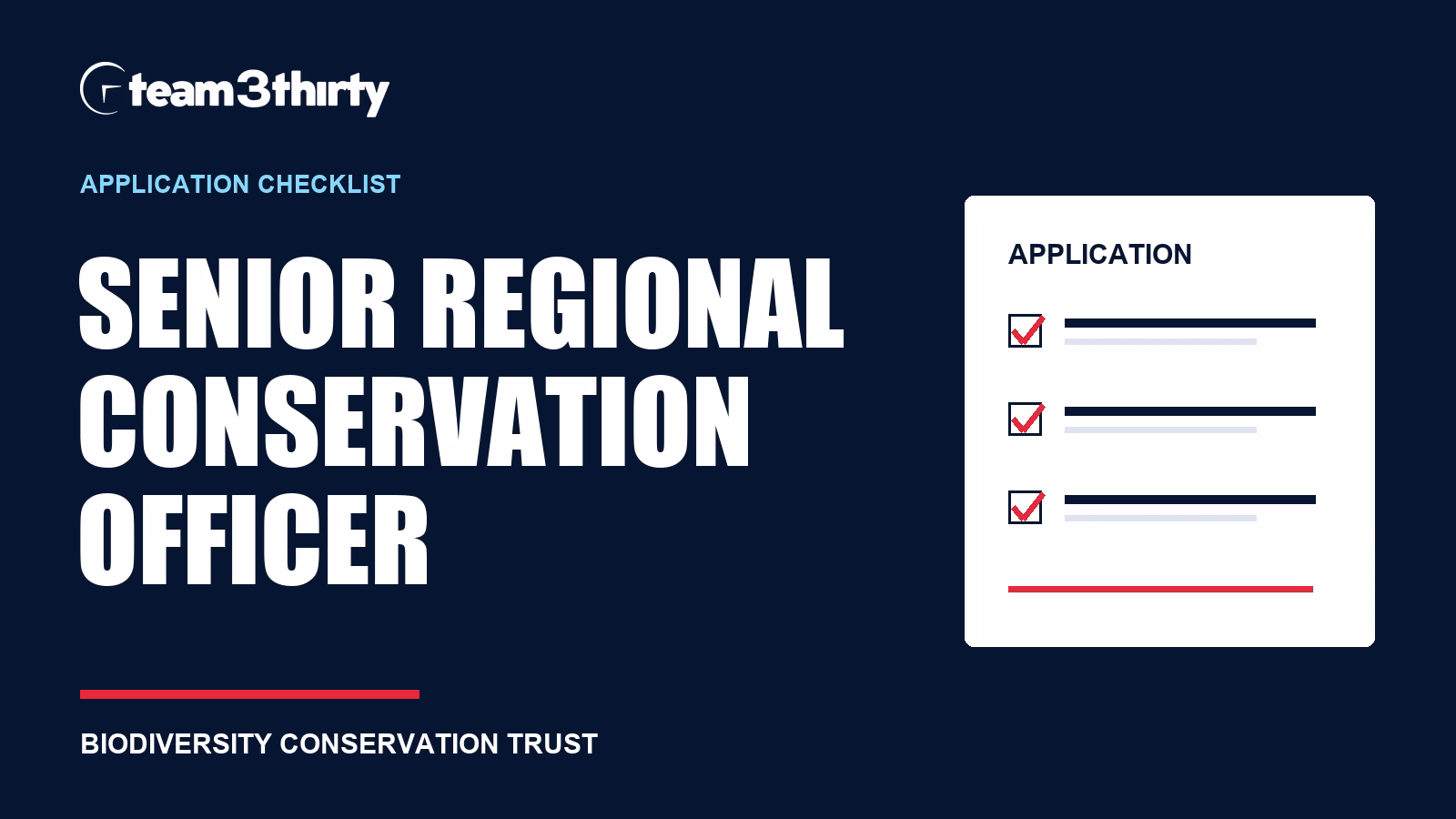 Senior Regional Conservation Officer application checklist: leading Western conservation projects