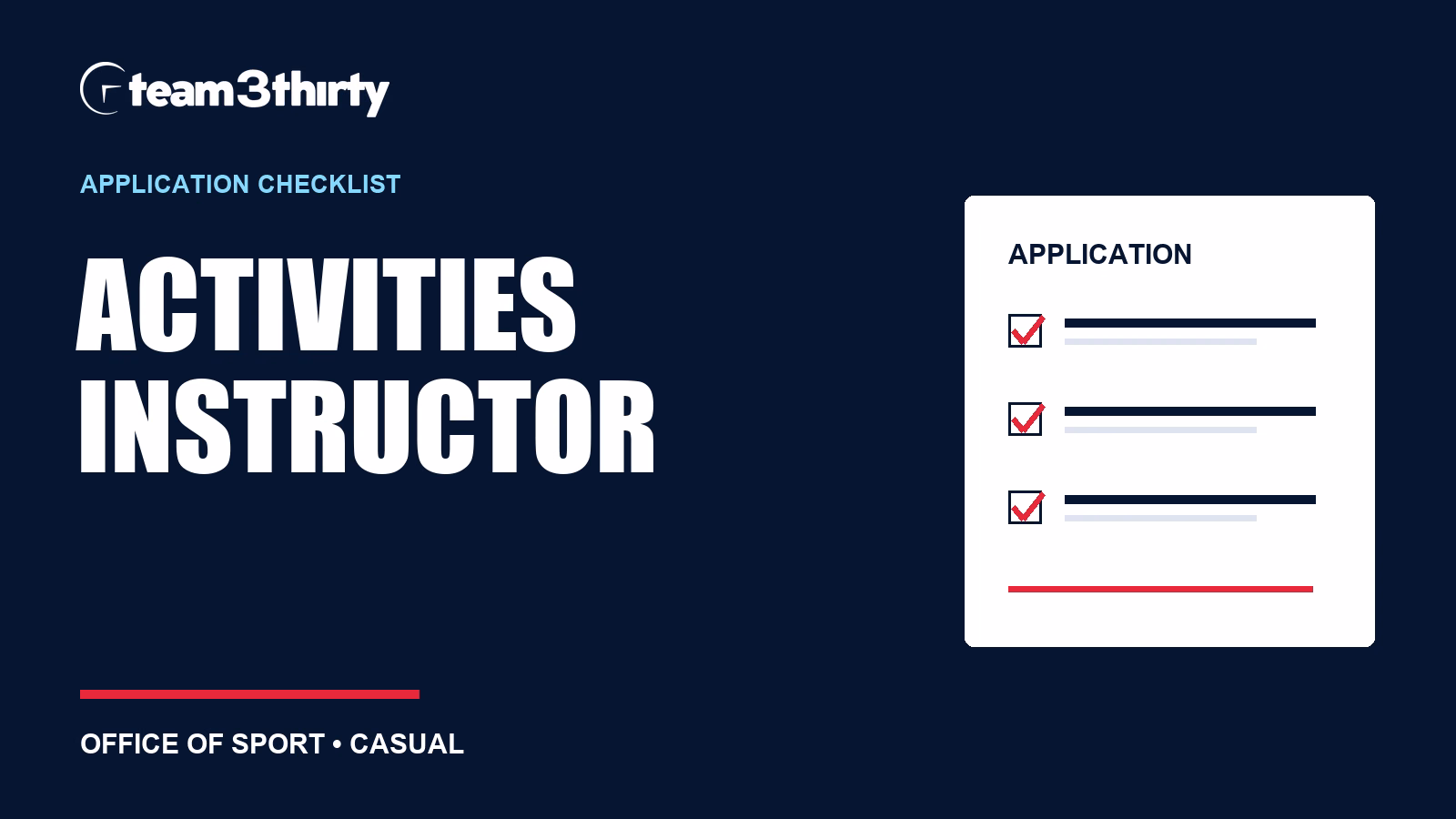 Activities Instructor application checklist: qualifications, safety examples and the two-page letter