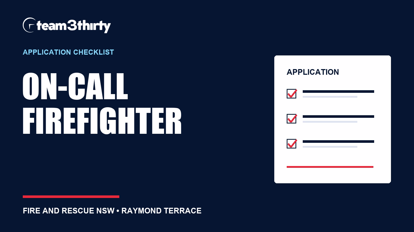 On-Call Firefighter Raymond Terrace application checklist: two questions and local availability