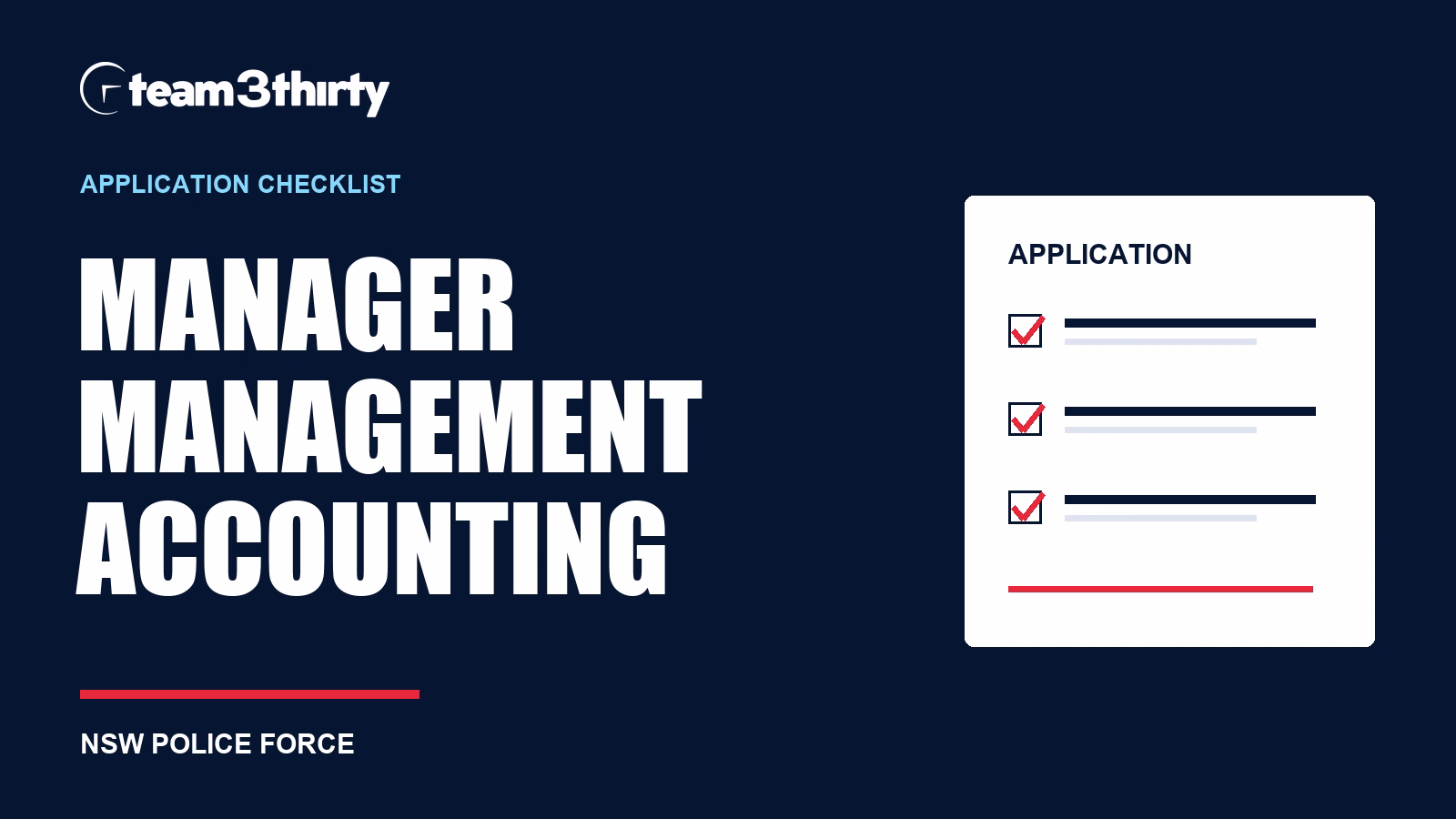 Manager, Management Accounting application checklist: two financial examples to prepare