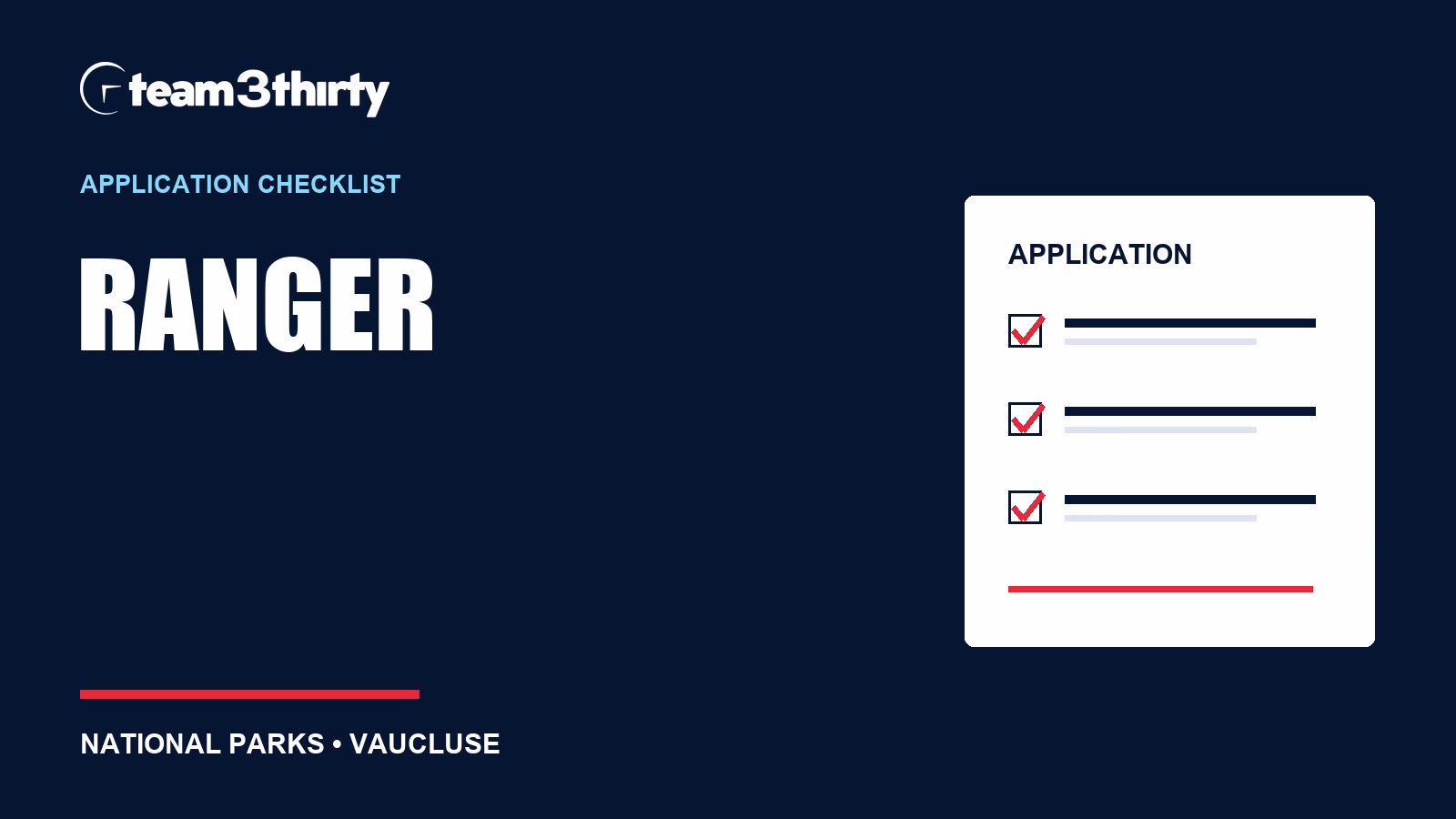 Ranger application checklist: conservation and field evidence for Vaucluse