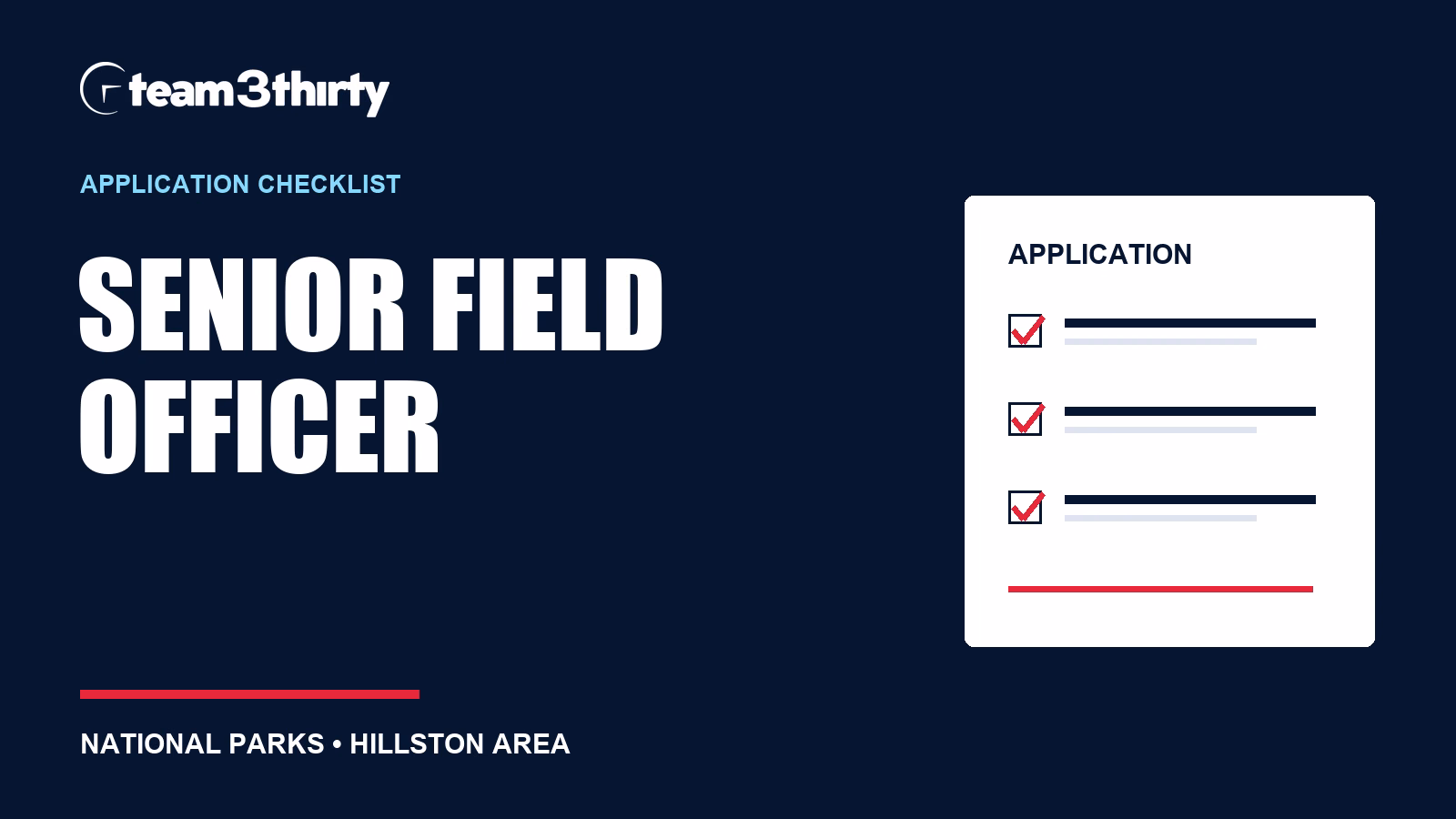 Senior Field Officer application checklist: show how you lead safe park works