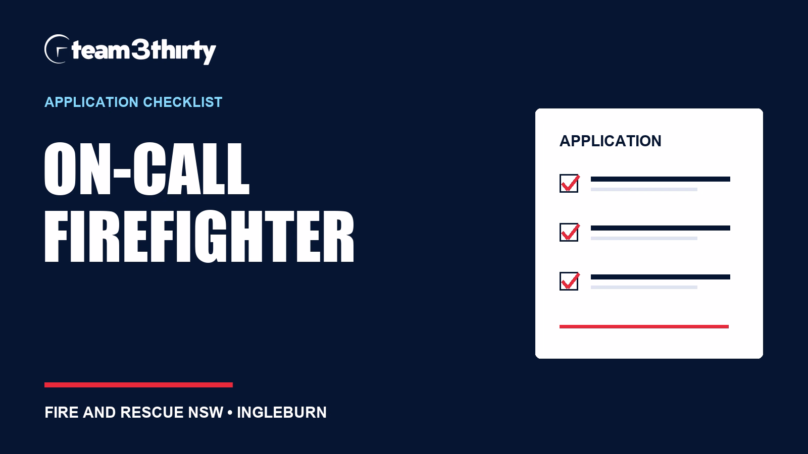 On-Call Firefighter Ingleburn application checklist: daytime availability and the two written responses