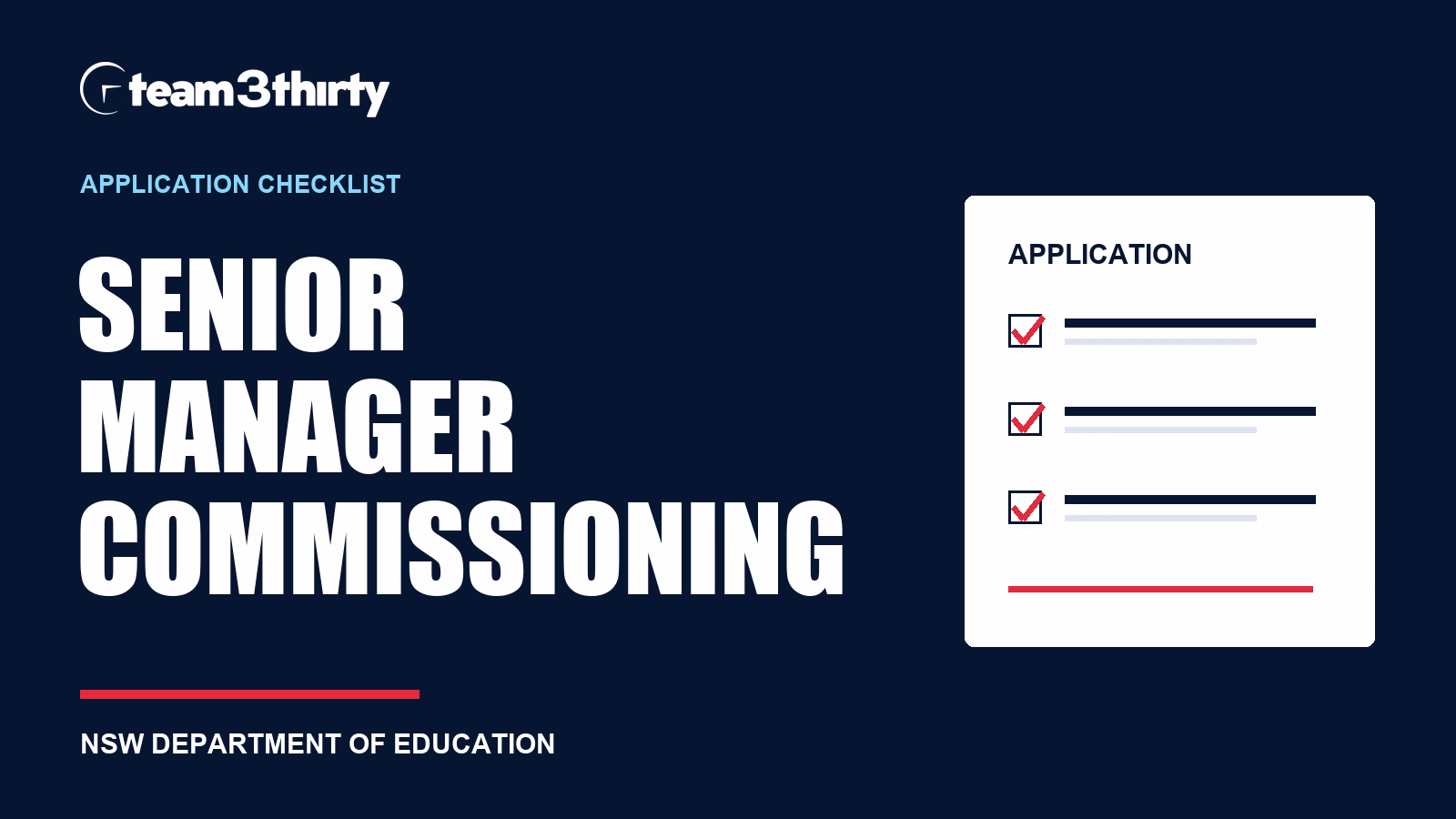 Senior Manager Commissioning application checklist: the 300-word handover question