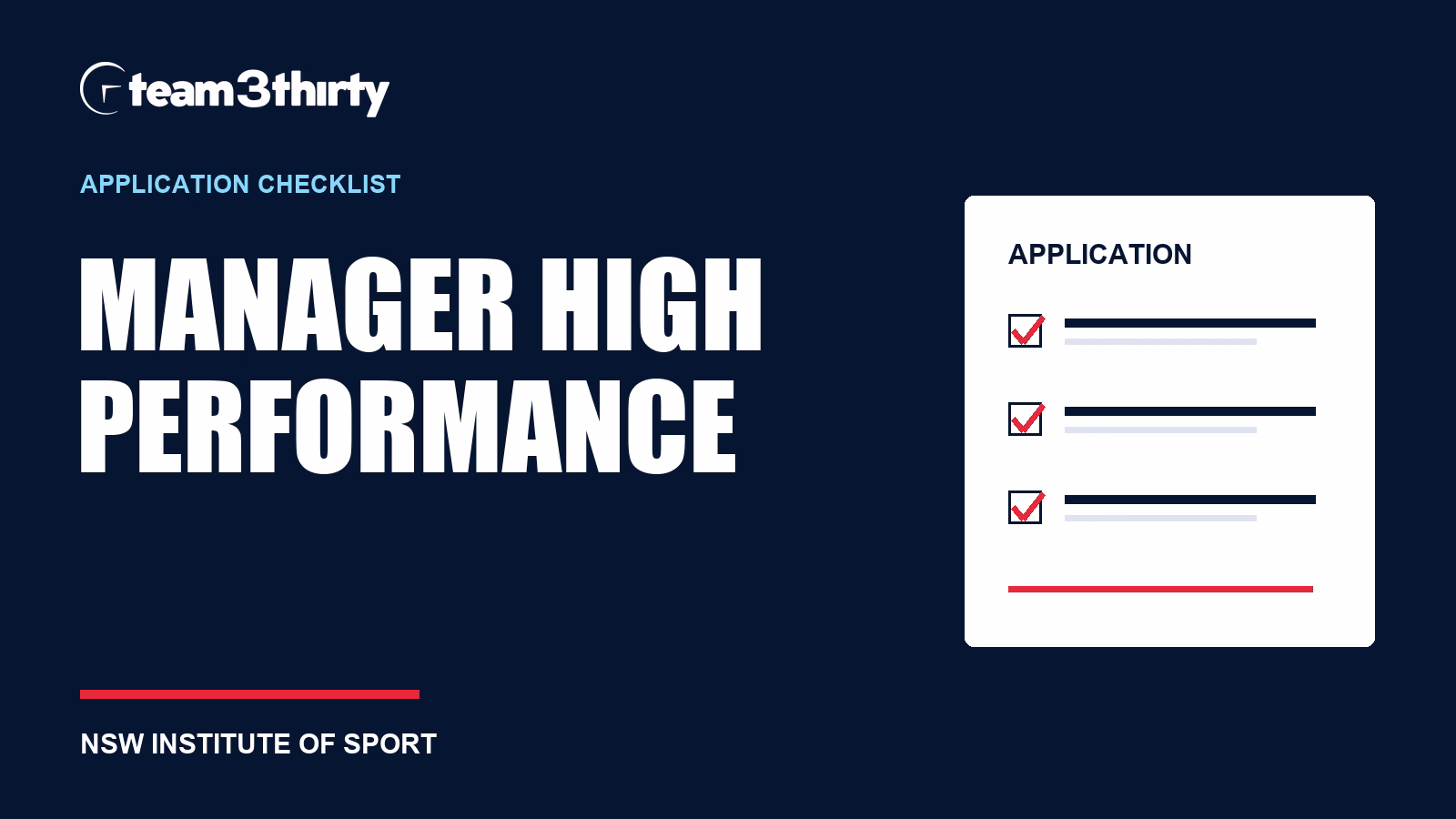 Manager, High Performance application checklist: your one-page letter and pre-screening answer