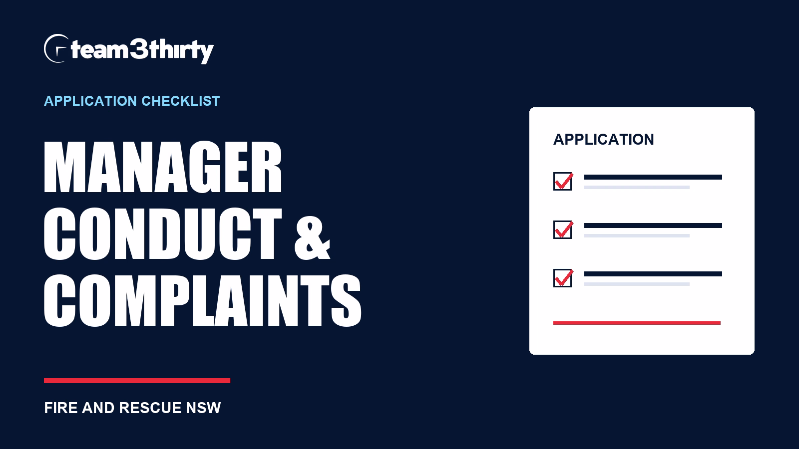 Manager Conduct & Complaints application checklist: make one page count
