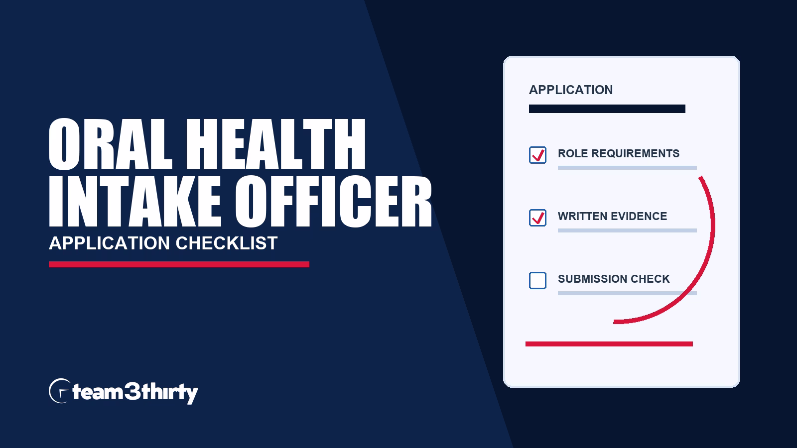 Oral Health Intake Officer application checklist: resume and selection-criteria responses