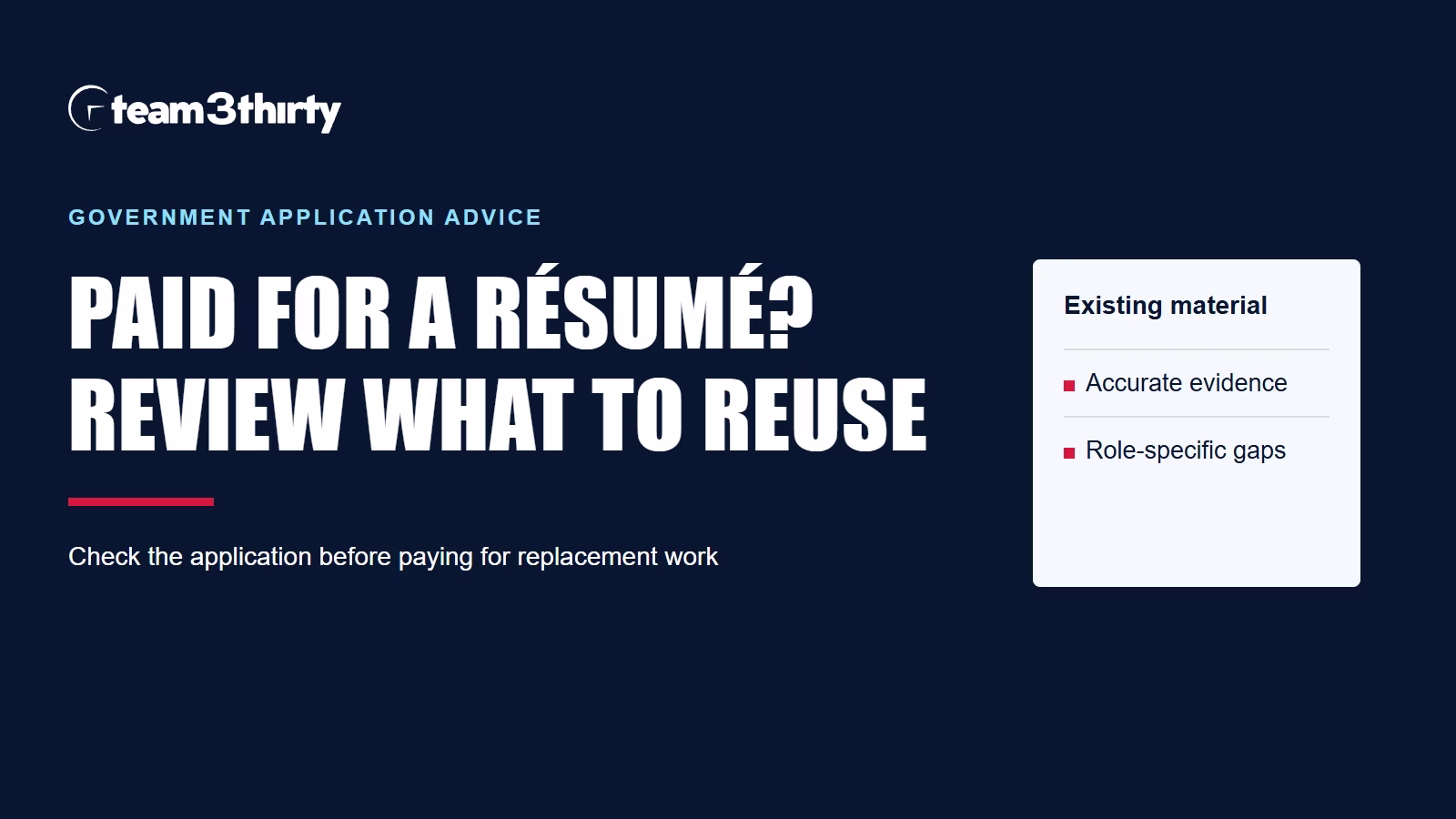 Paid for a résumé but still missing government interviews? Review the work you can reuse