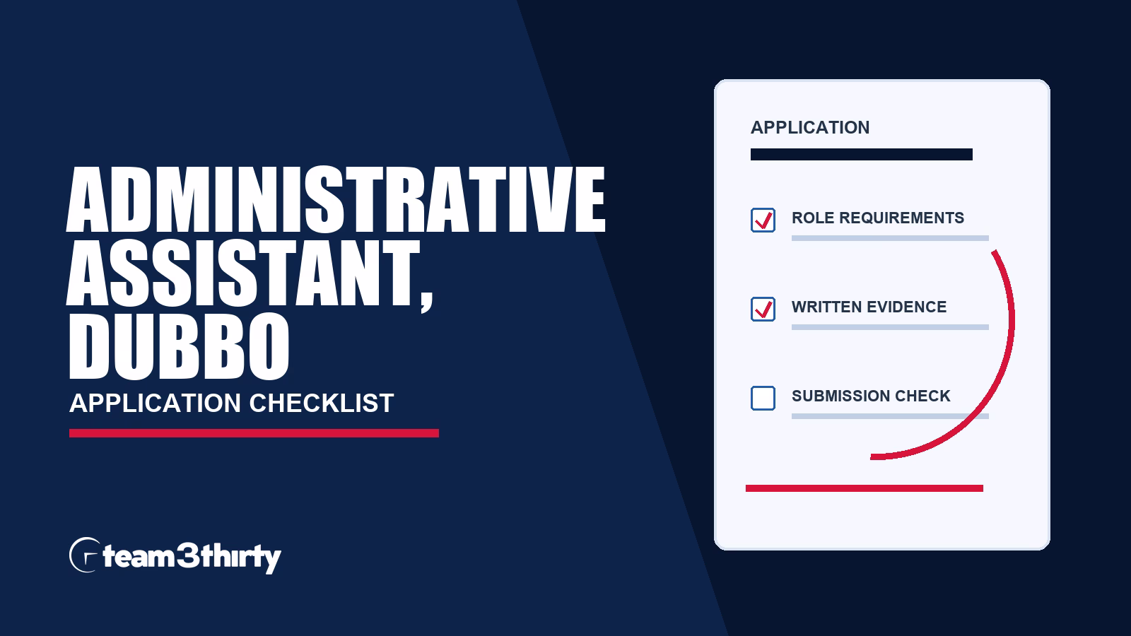 Part Time Administrative Assistant, Dubbo Community Corrections application checklist: two-page letter and three-page resume