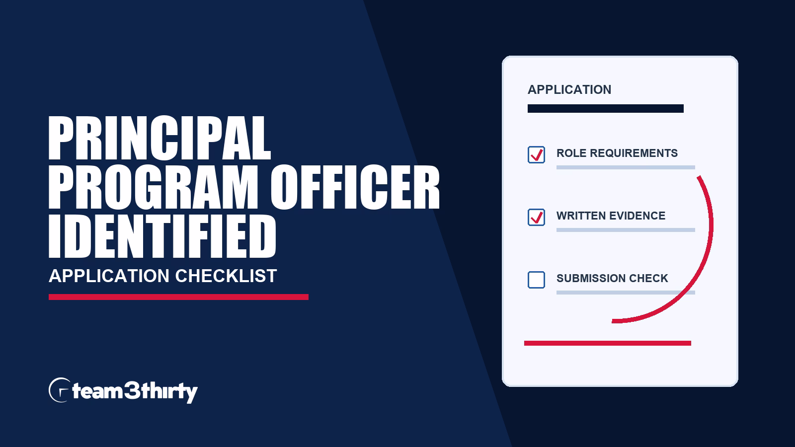 Principal Program Officer – Identified application checklist: the one-page letter