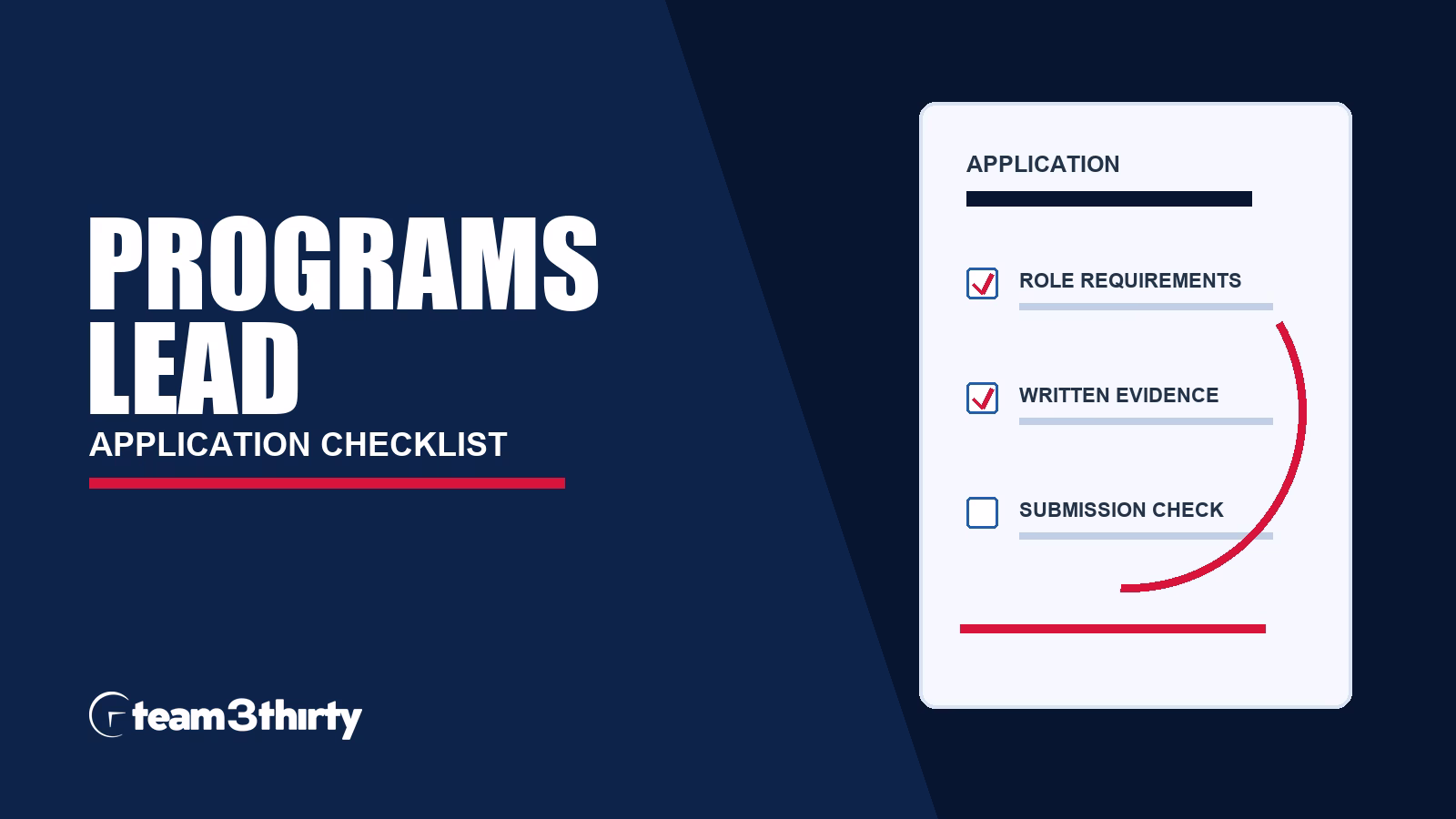 Programs Lead application checklist: environmental grants and team leadership