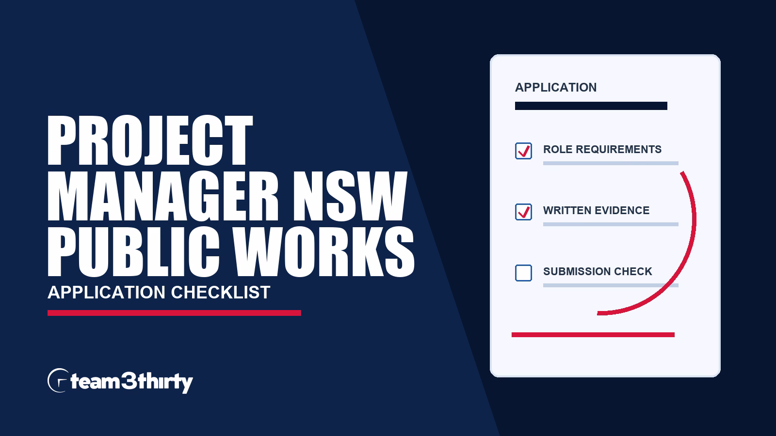 Project Manager application checklist: NSW Public Works construction and contract evidence