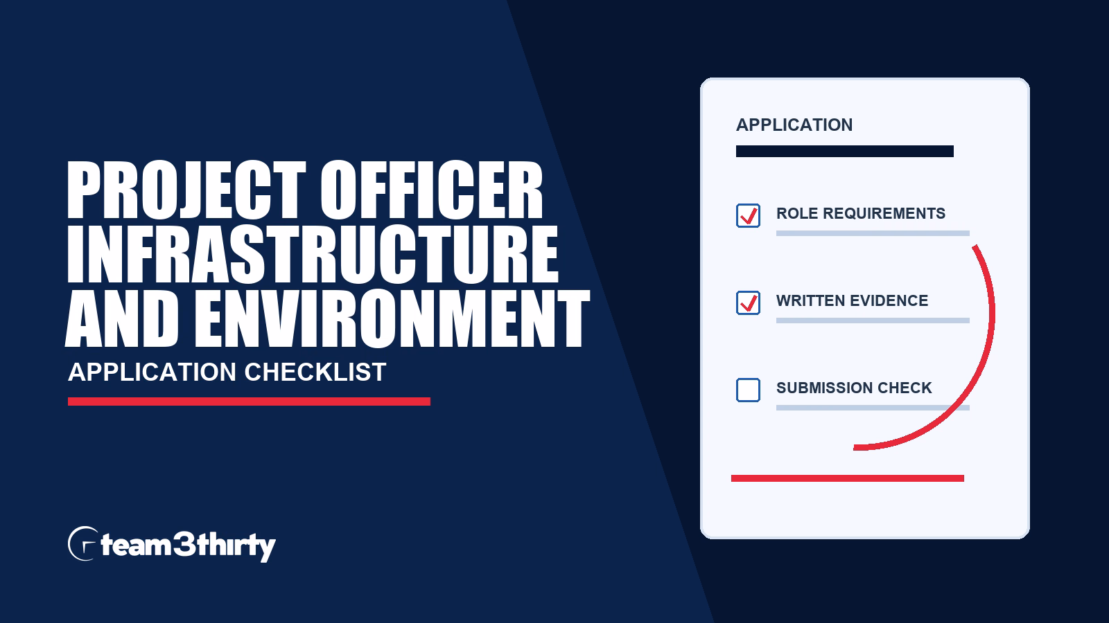 Project Officer Infrastructure and Environment application checklist, Team 3Thirty