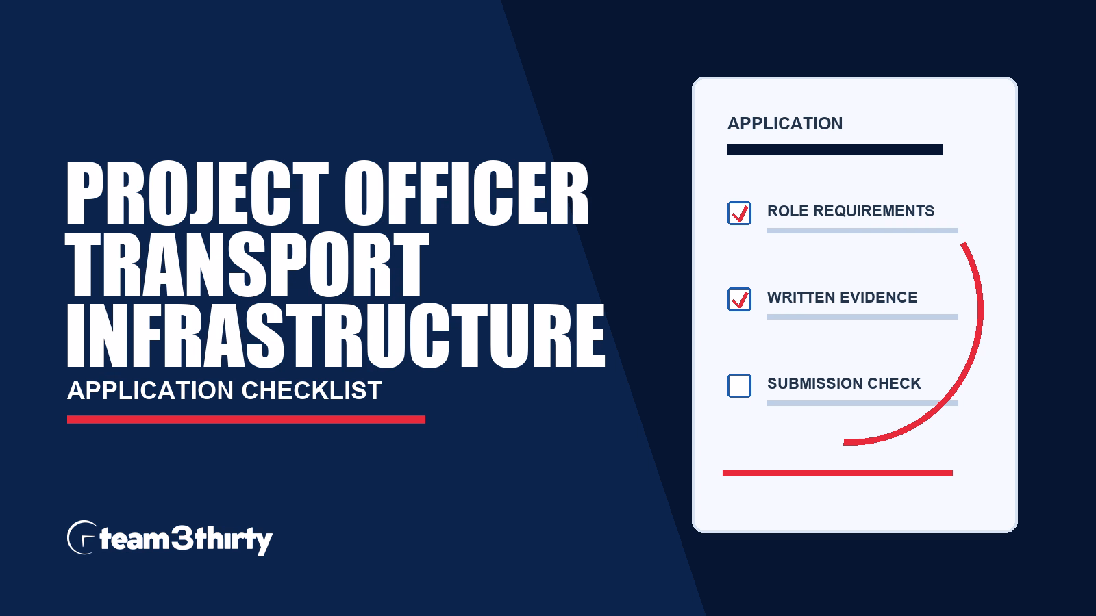 Project Officer Temporary Opportunity Up To 5 Years application checklist, Team 3Thirty