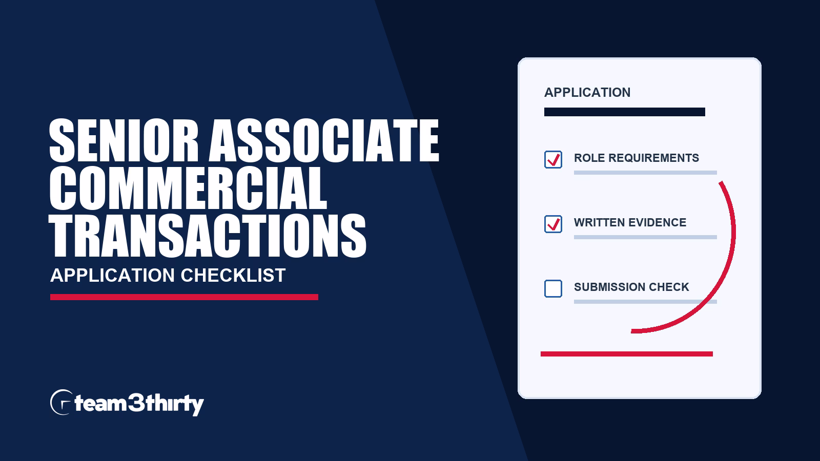 Senior Associate, Commercial Transactions & Advisory application checklist: the two-page commercial case