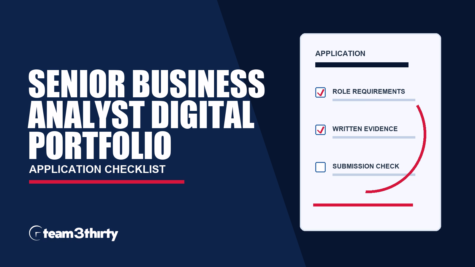 Senior Business Analyst, Digital Portfolio application checklist: documents and two targeted questions
