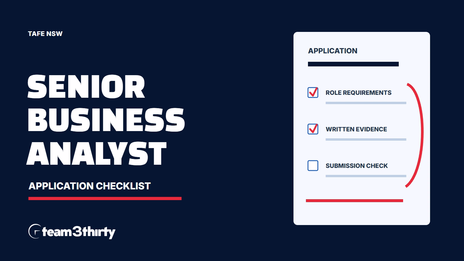 Senior Business Analyst x 2 application checklist - TAFE NSW