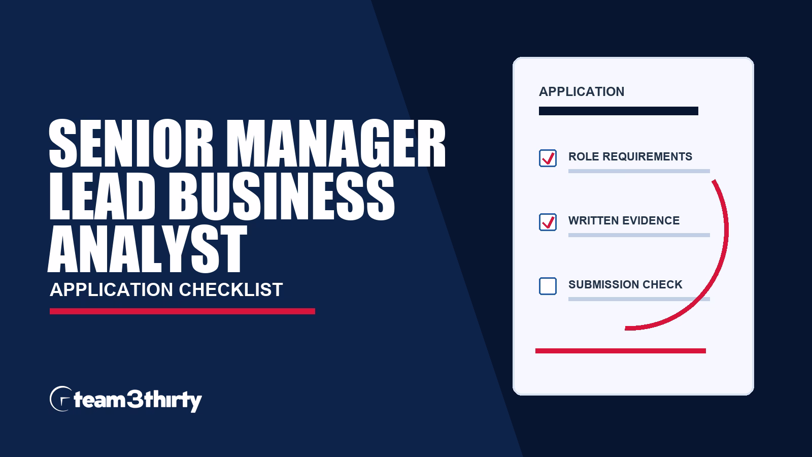 Senior Manager Lead Business Analyst application checklist: HR, payroll and team leadership