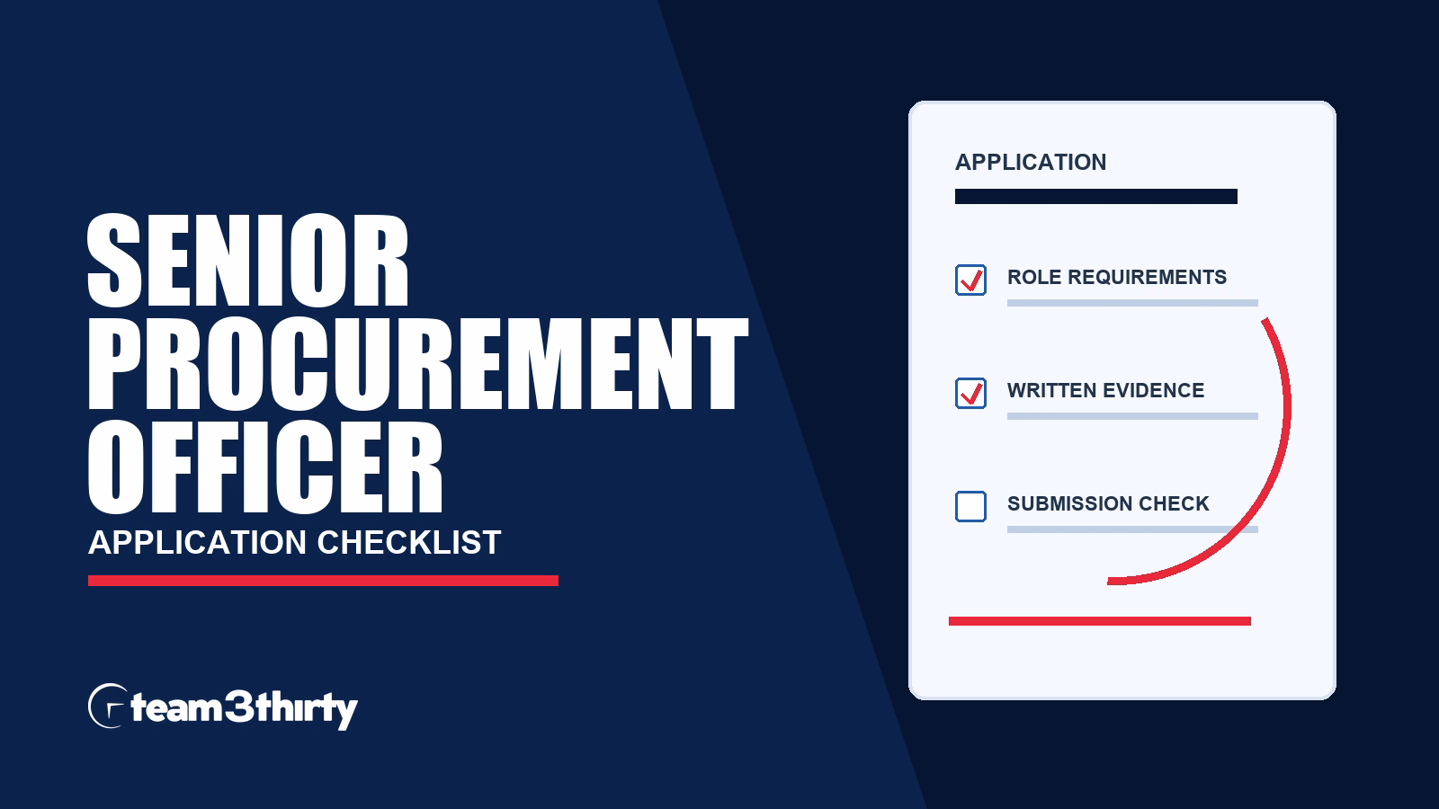 Senior Procurement Officer application checklist, Team 3Thirty