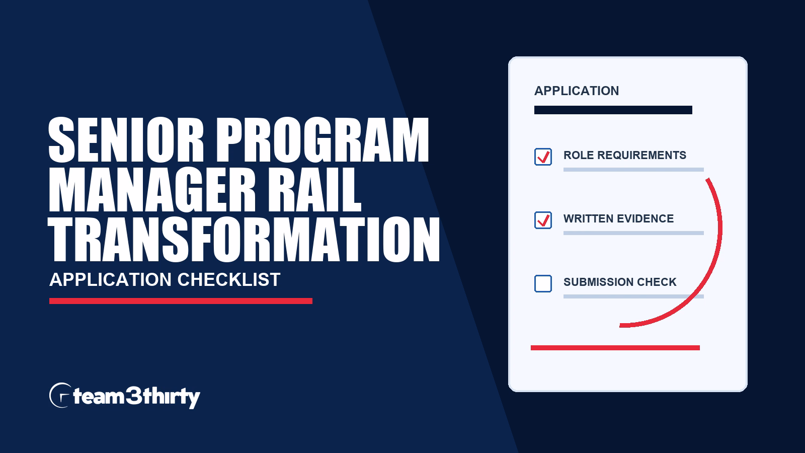 Senior Program Manager (Temporary Opportunity - up to 32 months) application checklist, Team 3Thirty