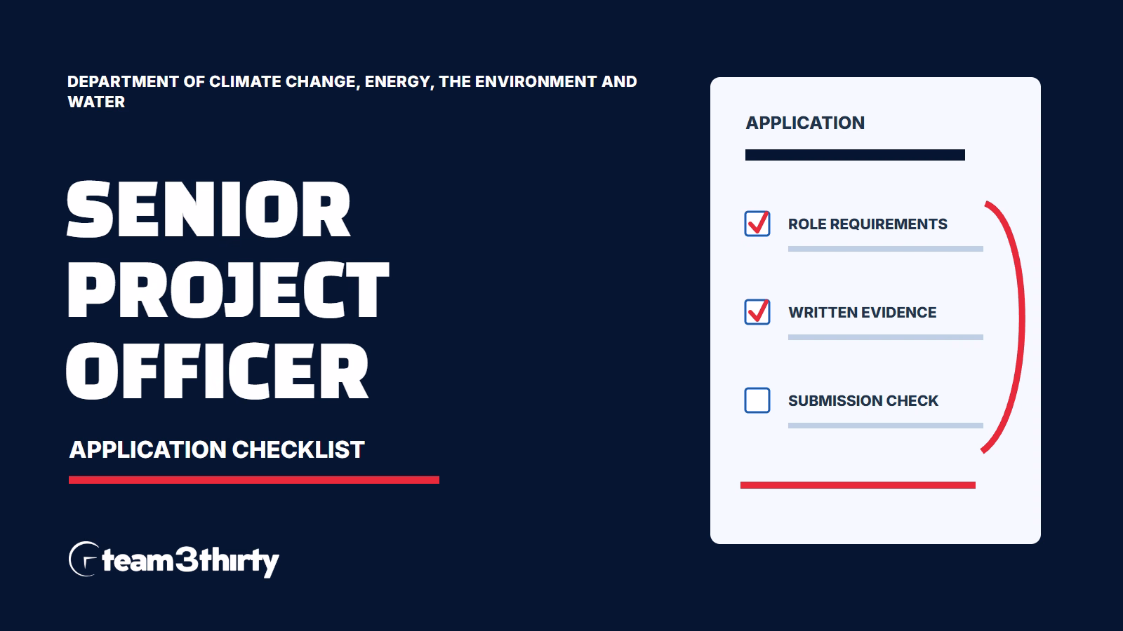 Senior Project Officer application checklist - Department of Climate Change, Energy, the Environment and Water