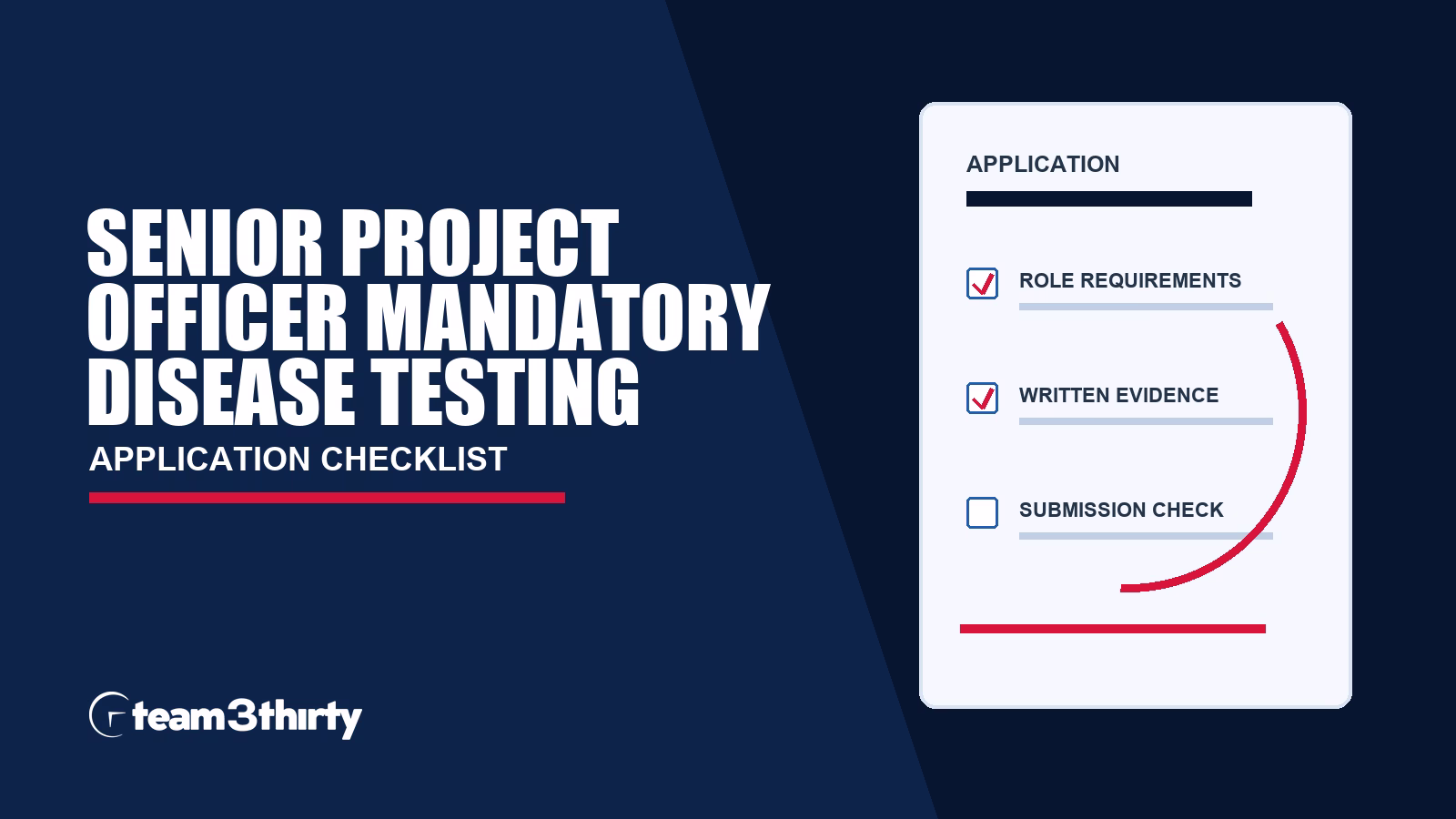 Senior Project Officer (Mandatory Disease Testing) application checklist: the combined document
