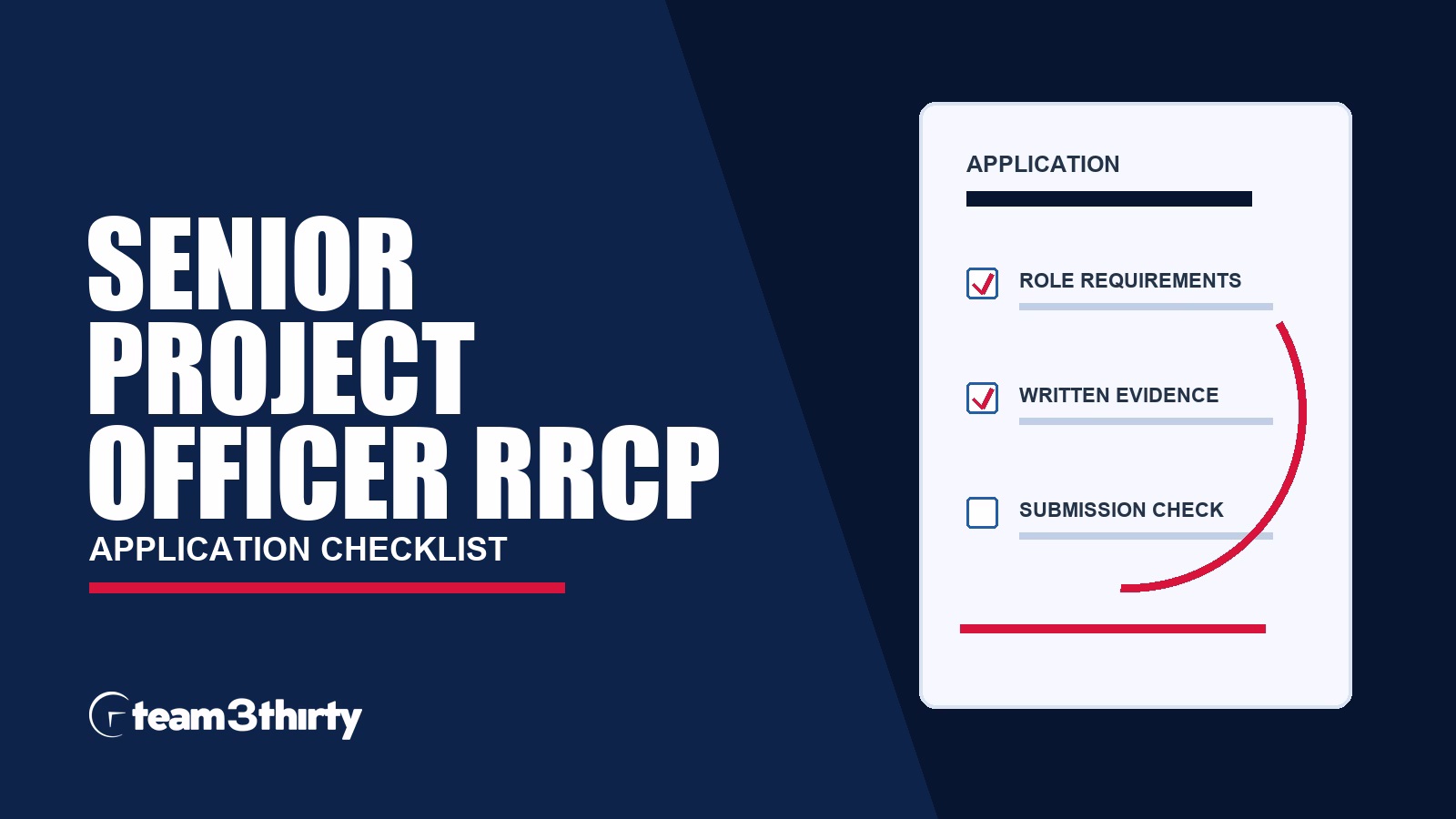 Senior Project Officer RRCP application checklist: water projects, governance and delivery