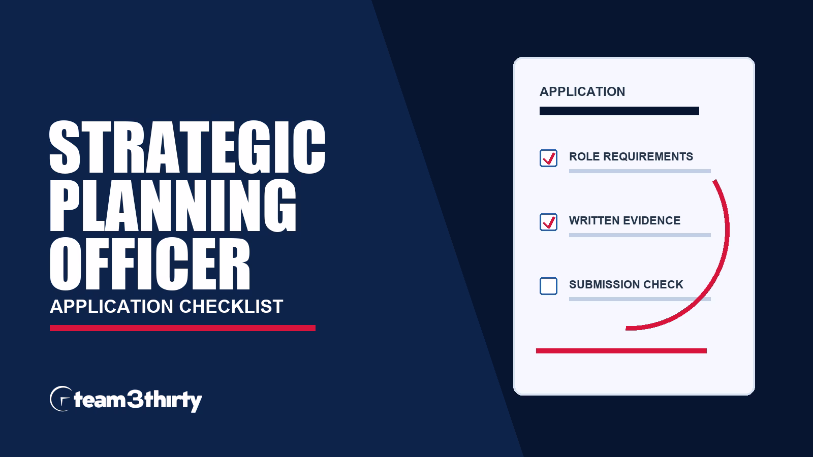 Strategic Planning Officer application checklist, Team 3Thirty
