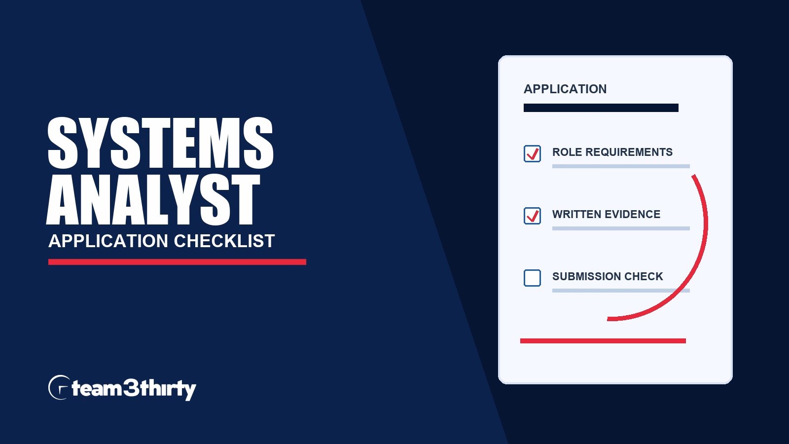 Systems Analyst (Temporary opportunity until 31st Dec 2027) application checklist, Team 3Thirty