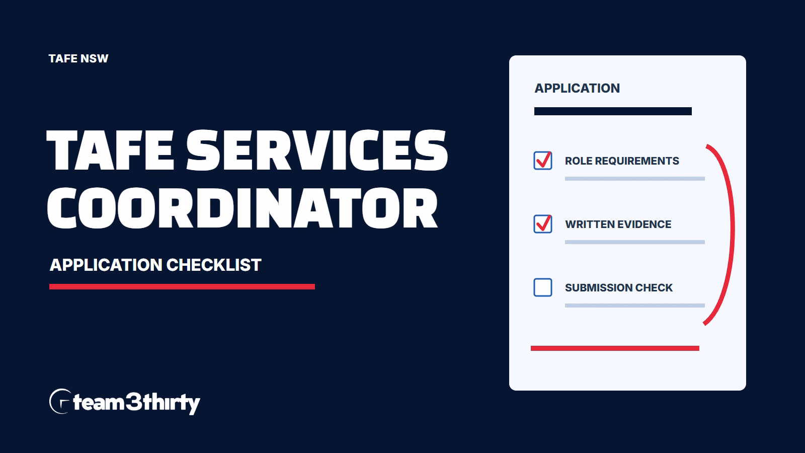 TAFE Services Coordinator - Queanbeyan application checklist - TAFE NSW