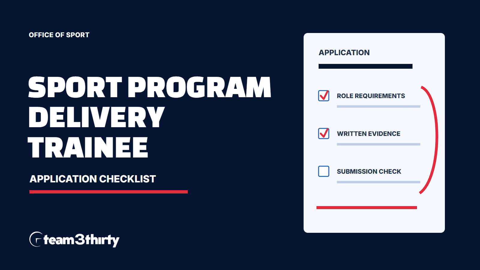 Trainee - Sport Program Delivery - Borambola application checklist - Office of Sport